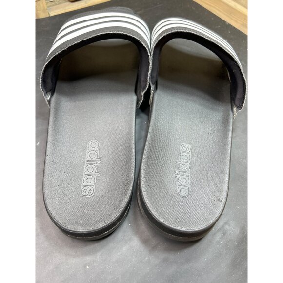 Adidas Mens Slide Sandals Size 14 Black & White Striped Comfortable Slip-On - Picture 4 of 6